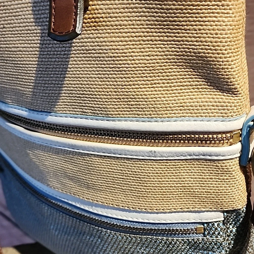 FOSSIL BURLAP AND LEATHER BAG - Picture 6 of 6